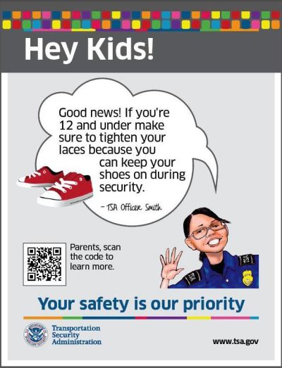 TSA propaganda poster to make kids feel good about being searched by a government thug